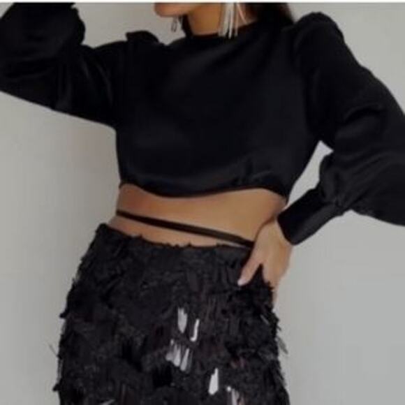 Zara Ballon Sleeve Satin Effect Top - Picture 2 of 7